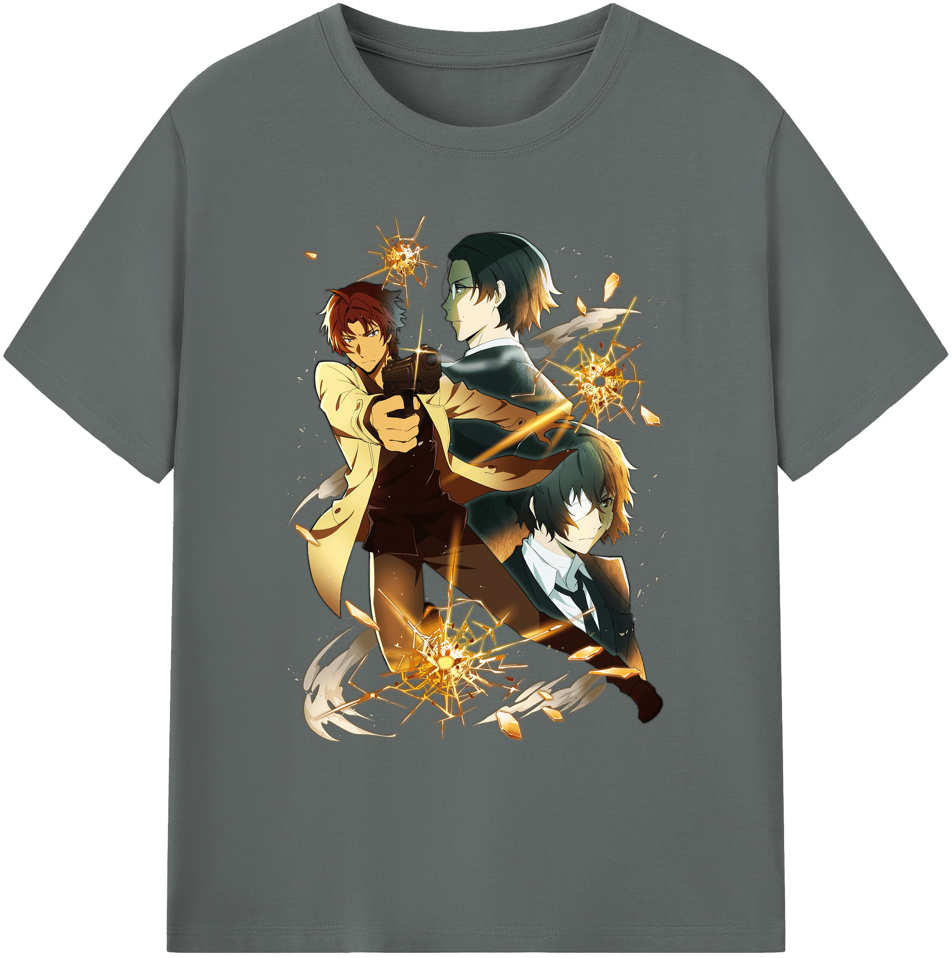 （画像用） 文豪ストレイドッグス Bungo Stray Dogs 綿100％ メンズ半袖Tシャツ｜肌触りやわらか＆通気性